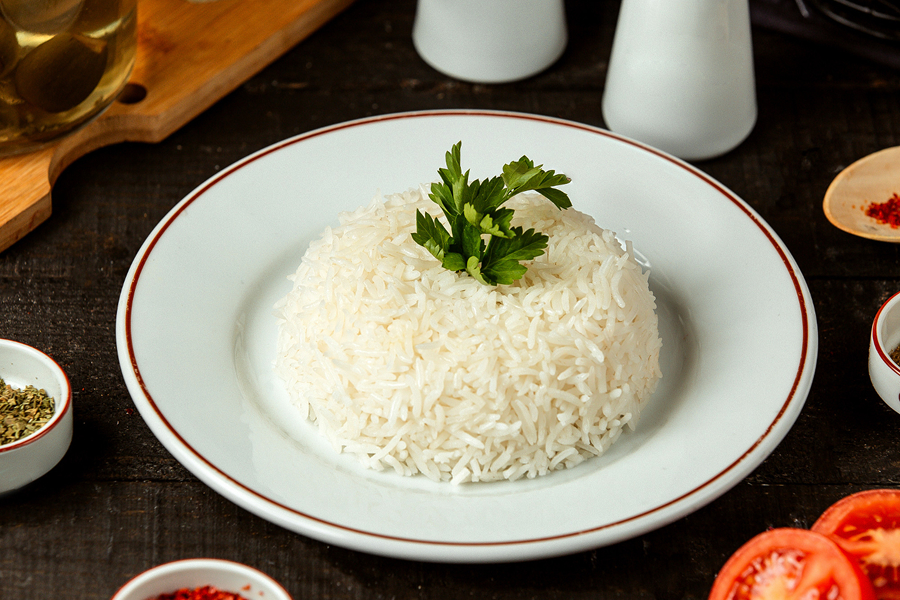 A bowl of cooked white rice