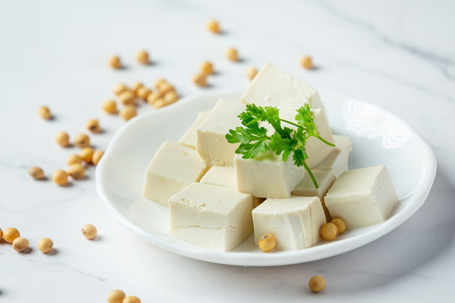 Fresh firm tofu cubes
